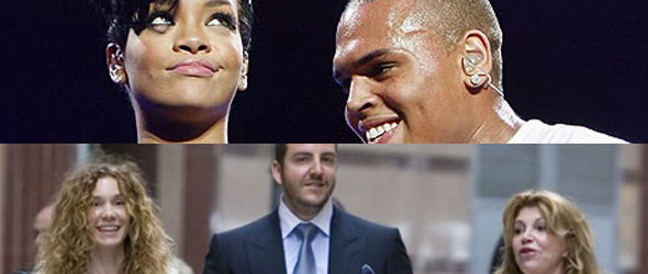 Rihanna junto a Chris Brown y abajo la familia Thyssen (Efe)