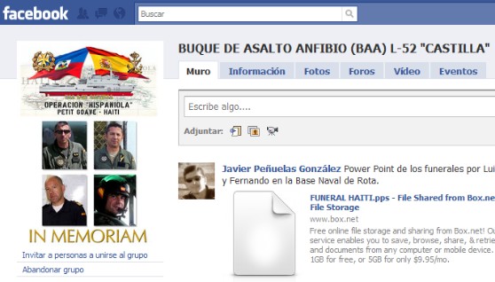 Grupo Facebook del buque Castilla