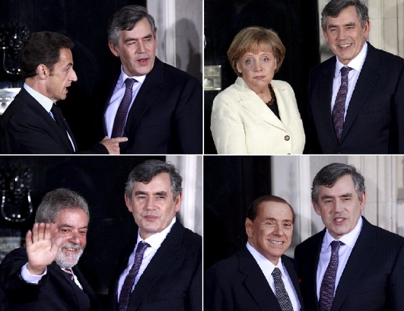 Gordon Brown recibe a los líderes mundiales. Efe