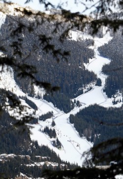 Vista de la zona de descenso de Creekside, en la estación de Whistler