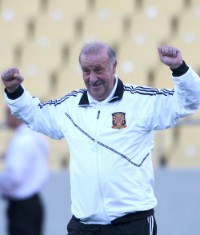 Del Bosque, durante un entrenamiento