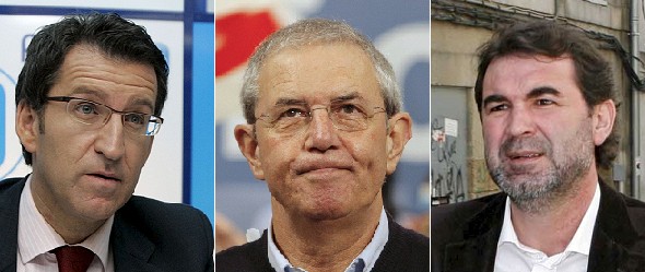 Feijóo (PPdeG), Touriño (PSdeG) y Quintana (BNG). Efe