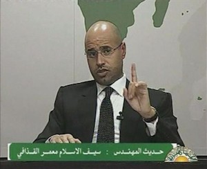 El hijo de Gadafi, Saif al Islam Gadafi.