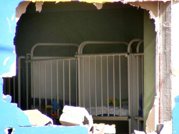 Aspecto del exterior de la guardería incendiada. Efe