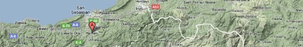Hernani señalado en el mapa