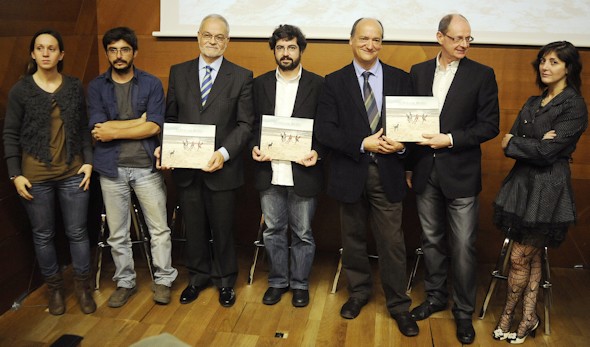 De izquierda a derecha: Lurdes R. Basolí, Walter Astrada, Javier Nadal, Carlos Spottorno, Gustavo Martín Garzo, Fernando María y Espido Freire. Foto: Manuel Engo