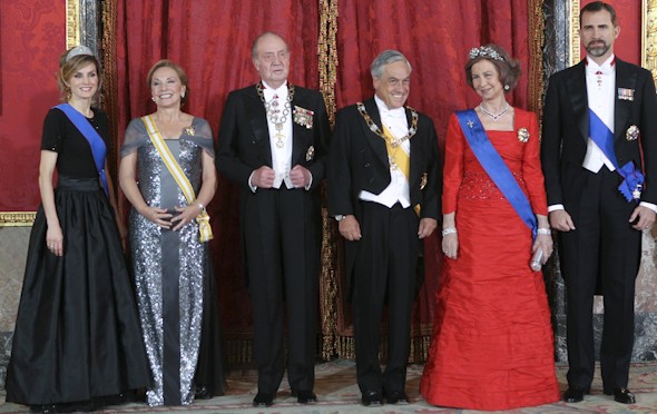 Cena oficial de la Familia Real y el presidente de Chile (Efe)