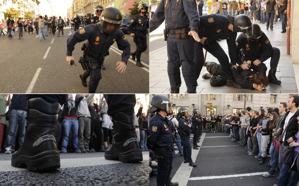 Algunos jóvenes no se han conformado con la protesta y la Policía ha tenido que intervenir. Manuel Engo
