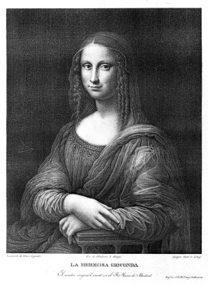 Litografía La hermosa Gioconda, de autor anónimo, perteneciente al Museo del Prado de Madrid. Efe