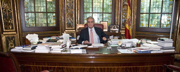 Enrique Múgica, en un momento de la entrevista. Manuel Engo