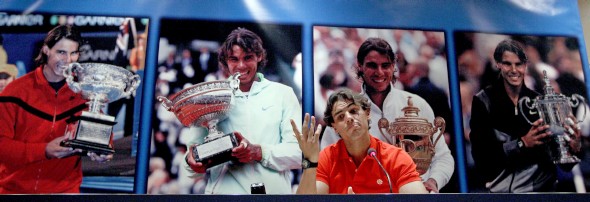 Rafael nadal, en la rueda de prensa en el aeropuerto de Barajas.