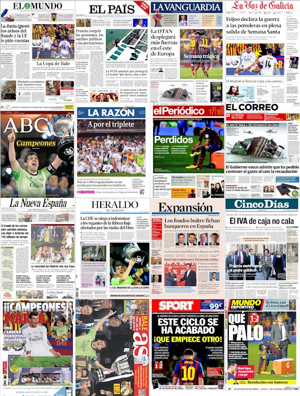 Portadas del 17 de abril de 2014, Jueves Santo.