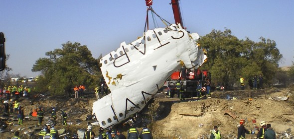 Estado del avión después del accidente. Efe