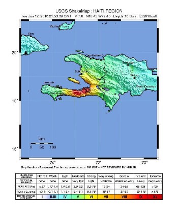 Imagen cedida por el Instituto Geológico de Estados Unidos (USGS) que muestra a la región de Haití. Efe