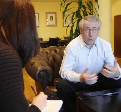 Ignacio Fernández Toxo, en un momento de la entrevista. Manuel Engo