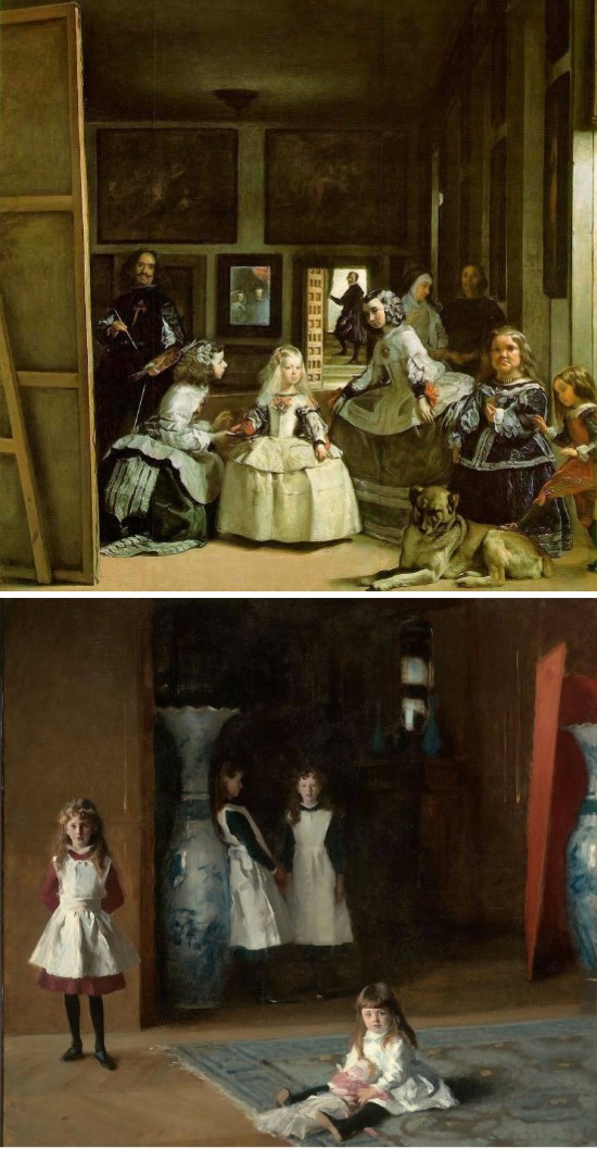 Las Meninas de Velázquez (arriba) y Las hijas de Edward Darley Boit de Sargent