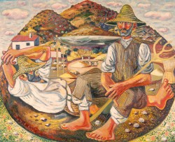 Campesinos en la era, Rafael Zabaleta(1956)